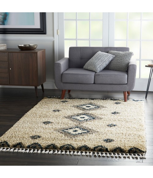 Nourison Scandinavian Shag Ivory/Blue Rug SCN03 5 ft. 3 in. X 7 ft. 9 in. Rect. - Rugs Town Nourison Scandinavian Shag Ivory/Blue SCN03 5 ft. 3 in. X 7 ft. 9 in. Rect. Rug
