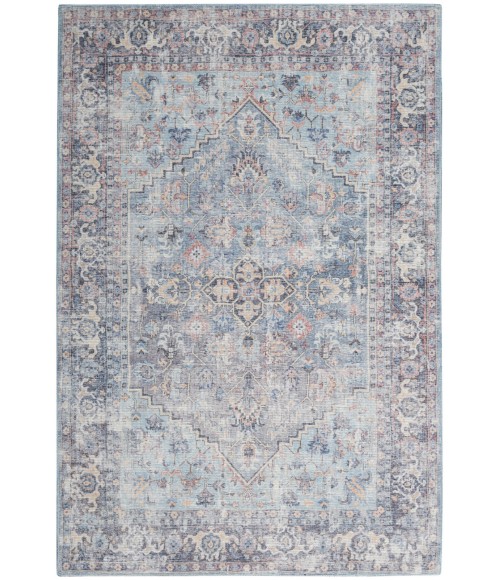 Nicole Curtis Machine Washable Series 1 Area Rug SR104 Blue 4' x 6'