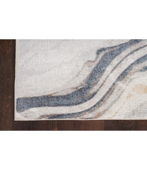 Nourison Astra Machine Washable Ivory Blue ASW15 2 ft. X 6 ft. Rectangle Rug