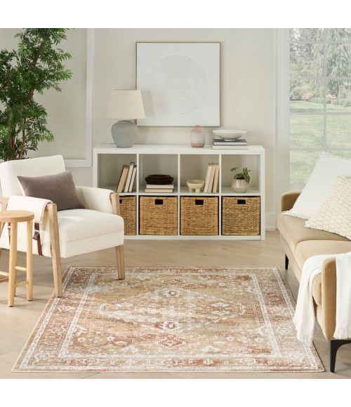 Nourison Astra Machine Washable Rust Multicolor ASW11 6 ft. 7 in. X 9 ft. Rect. Rug