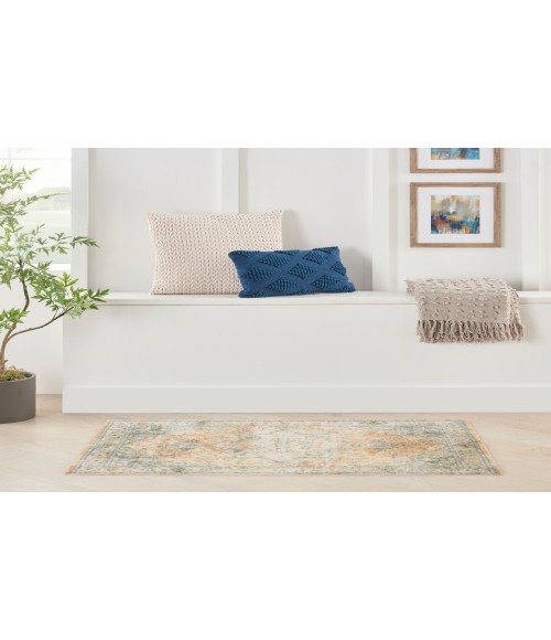 Nourison Astra Machine Washable Beige Blue ASW12 3 ft. 3 in. X 5 ft. Rectangle Rug
