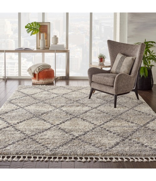 Nourison Scandinavian Shag Ivory/Grey SCN01 7 ft. 10 in. X 10 ft. 6 in. Rect. Rug