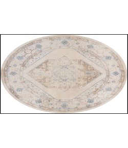 Nourison Astra Machine Washable Ivory Blue ASW13 5 ft. 3 in. Round Rug