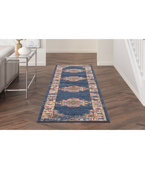 Nourison Passion Navy PSN03 2 ft. 2 in. X 10 ft. Rectangle Rug