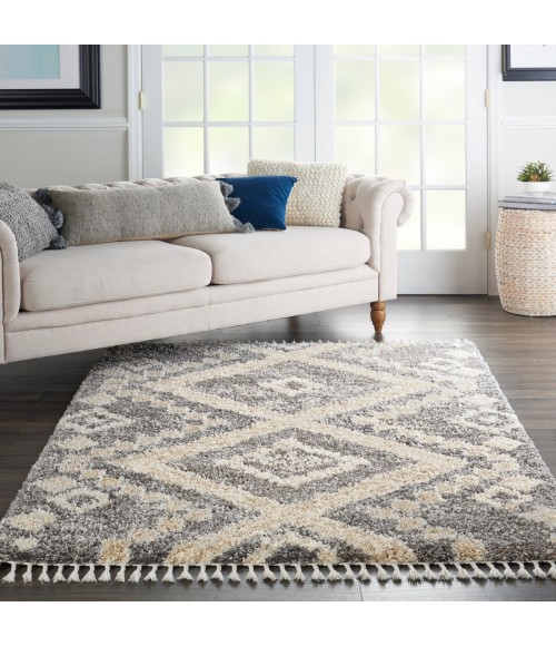 Nourison Oslo Shag Grey/Ivory OSL02 5 ft. X 8 ft. Rect. Rug