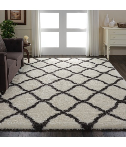 Nourison ULTRA PLUSH SHAG Area Rug Nourison Ultra Plush Shag Area Rug ULP02-Ivory/Charcoal