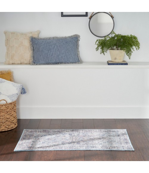 Nicole Curtis Machine Washable Series 1 Area Rug SR104 Blue 2' x 4'