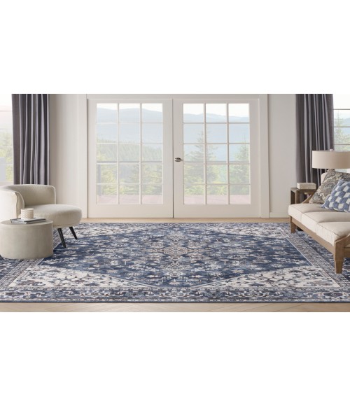 Nicole Curtis Machine Washable Series 1 Navy Ivory SR104 10 ft. X 14 ft. Rectangle Rug