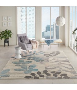 Nourison Tranquil(Traql) - Tra01 Ivory Light Blue Area Rug 7 ft. X 10 ft. Rectangle