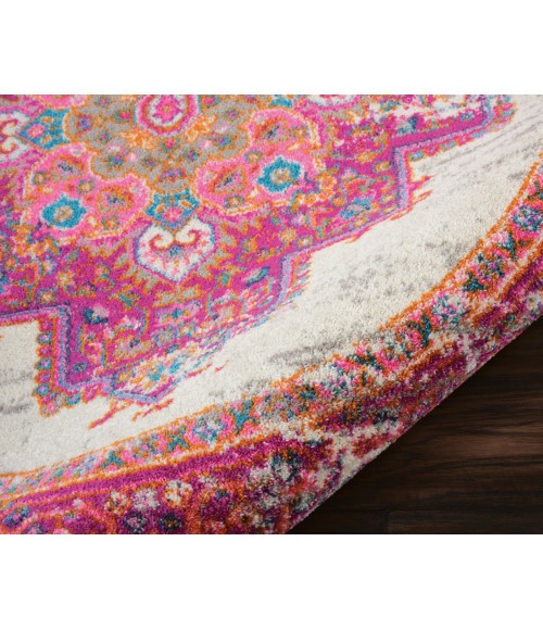 Nourison Passion Round Area Rug PSN03-Ivory/Fuchsia