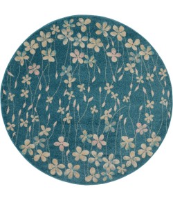 Nourison Tranquil(Traql) - Tra04 Turquoise Area Rug 5 ft. 3 X Round