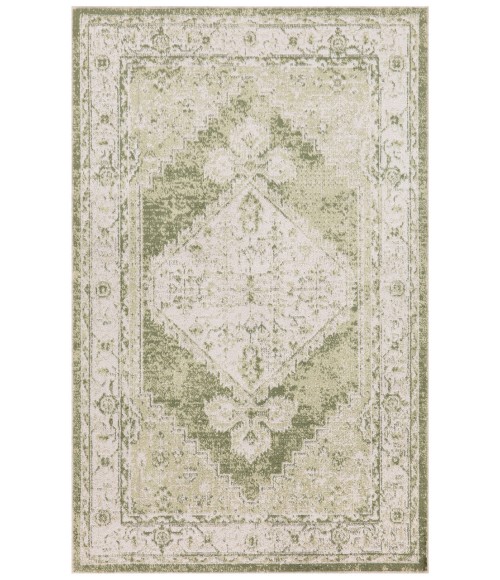 Nourison Astra Machine Washable Ivory Green ASW11 3 ft. 3 in. X 5 ft. Rectangle Rug