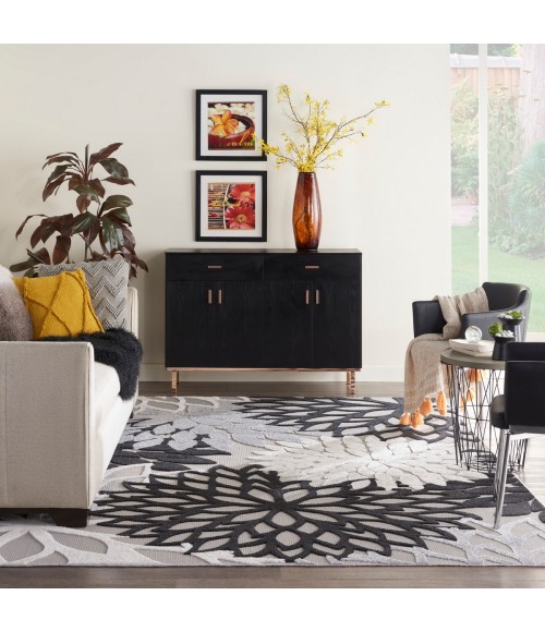 Aloha Area Rug Nourison Aloha Area Rug ALH05 Black White 12' x 15'