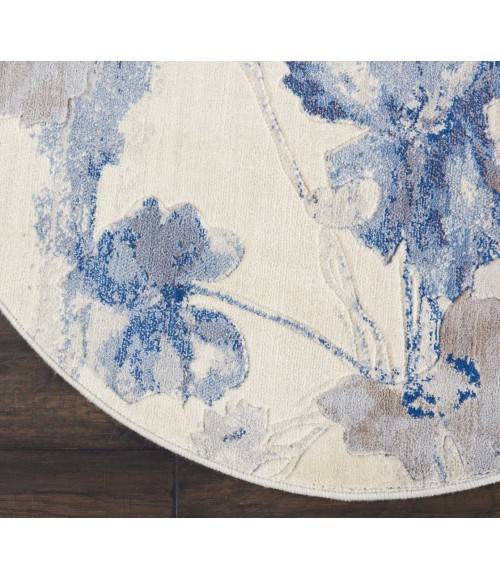 Nourison Somerset Round Area Rug ST18-Ivory/Blue