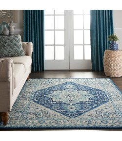 Nourison Tranquil(Traql) - Tra06 Ivory Navy Area Rug 4 ft. X 6 ft. Rectangle