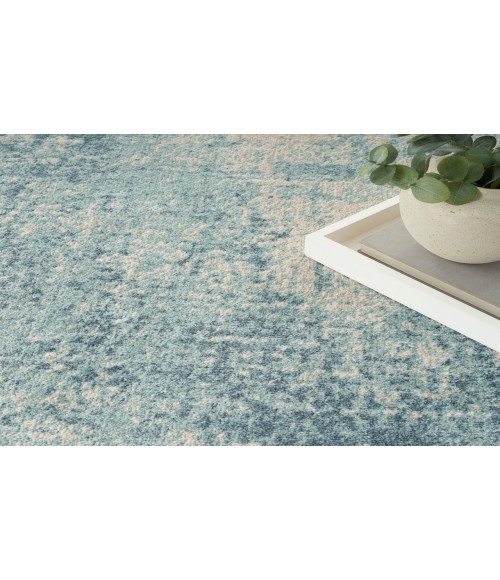 Nourison Astra Machine Washable Blue Ivory ASW07 5 ft. 3 in. X 7 ft. Rectangle Rug