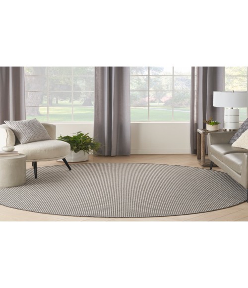 Nourison Courtyard Ivory/Charcoal COU01 6 ft. Round Rug