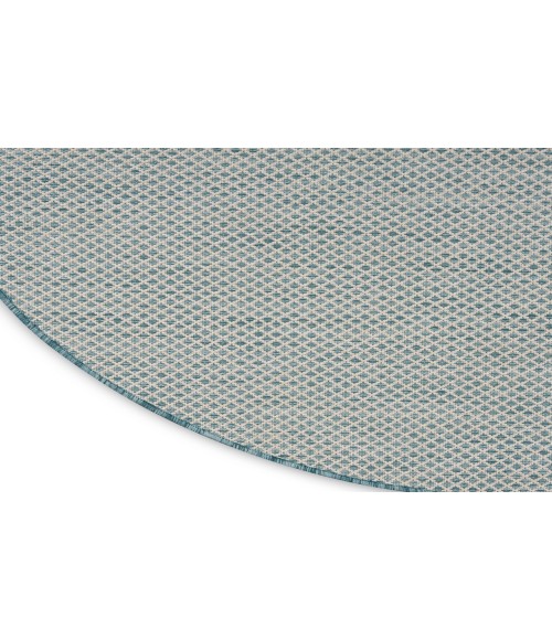 Nourison Courtyard Ivory Aqua COU01 5 ft. X 8 ft. Oval Rug