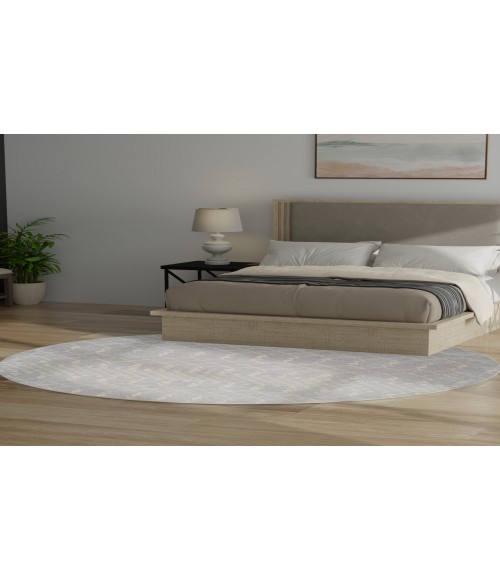 Nourison Astra Machine Washable Grey ASW10 7 ft. 10 in. Round Rug