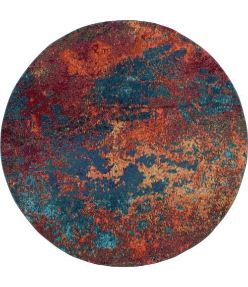 Nourison CELESTIAL Area Rug Nourison Celestial Round Area Rug CES08-Atlantic