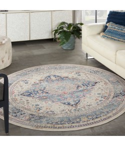Nourison Vintage Kashan - Vka07 Ivory Blue Area Rug 6 ft. X 6 ft. Round