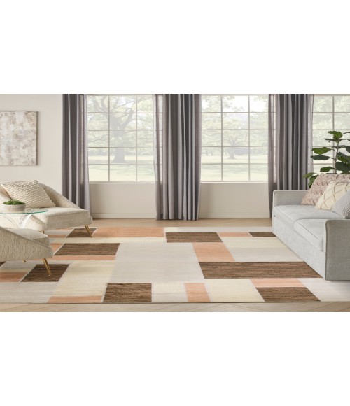 Nourison Astra Machine Washable Beige Multicolor ASW09 6 ft. 7 in. X 9 ft. Rectangle Rug