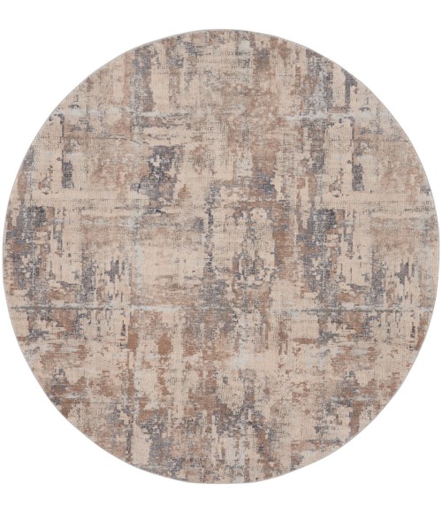 Nourison Rustic Textures Area Rug RUS06 Beige/Grey 5'3" Round