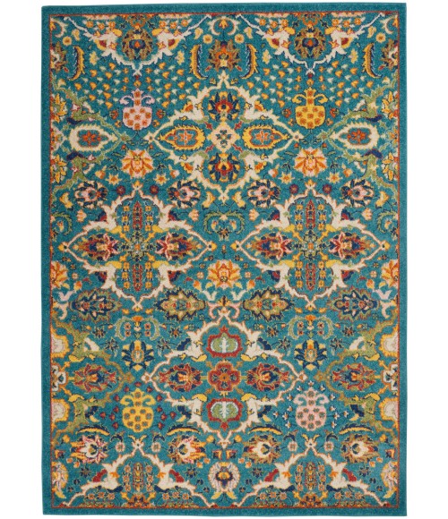 Nourison Allur Area Rug ALR03 Turquoise Ivory