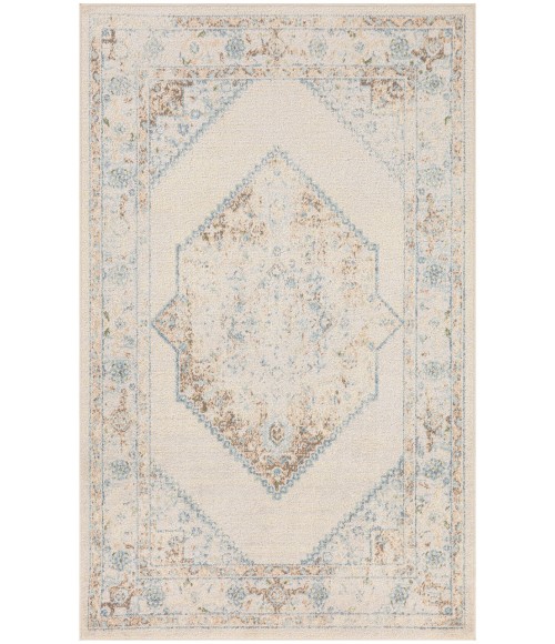 Nourison Astra Machine Washable Ivory Blue ASW13 3 ft. 3 in. X 5 ft. Rectangle Rug