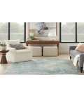 Nourison Astra Machine Washable Blue Ivory ASW07 5 ft. 3 in. X 7 ft. Rectangle Rug