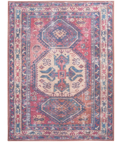 Nicole Curtis Machine Washable Series 1 Area Rug SR105 Red/Navy 8' x 10'