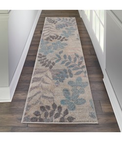 Nourison Tranquil(Traql) - Tra01 Ivory Light Blue Area Rug 2 ft. 3 X 7 ft. 3 Rectangle