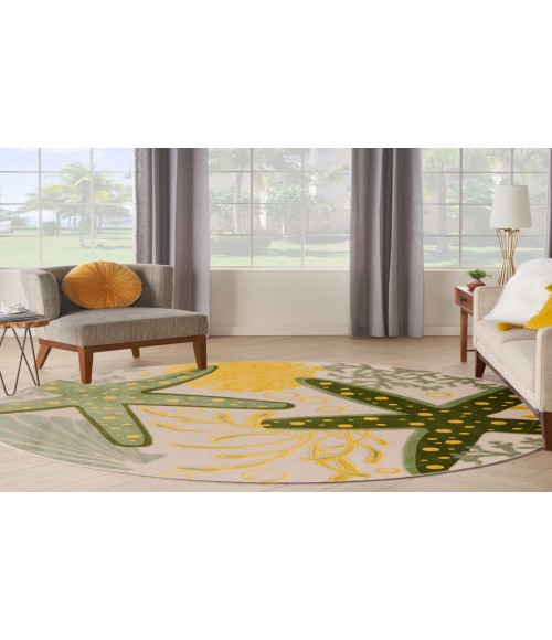 Nourison Aloha Green Yellow ALH24 7 ft. 10 in. Round Rug