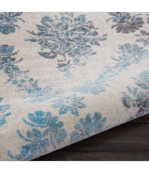 Nourison Tranquil Round Area Rug TRA09-Ivory/Turquoise