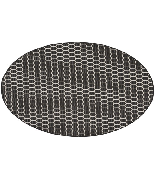 Nourison Reversible Indoor Outdoor Black RVB01 8 ft. Round Rug