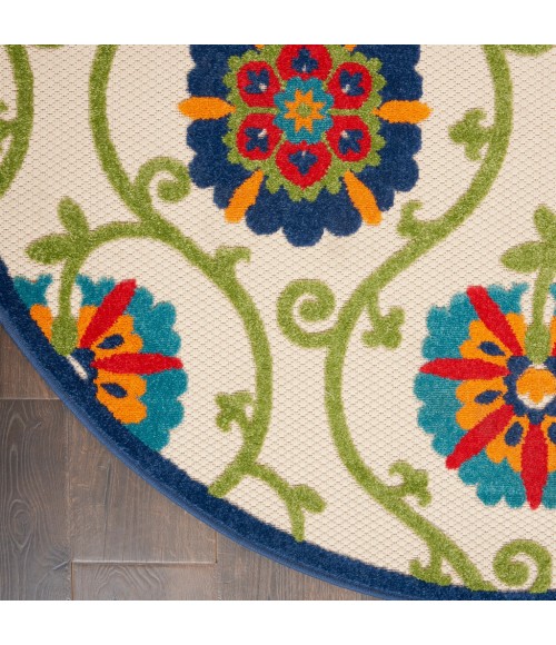 Nourison Aloha Round Area Rug ALH19-Blue/Multicolor