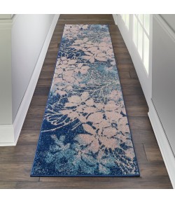 Nourison Tranquil(Traql) - Tra08 Navy Pink Area Rug 2 ft. 3 X 7 ft. 3 Rectangle