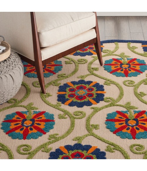 Nourison Aloha Round Area Rug ALH19-Blue/Multicolor