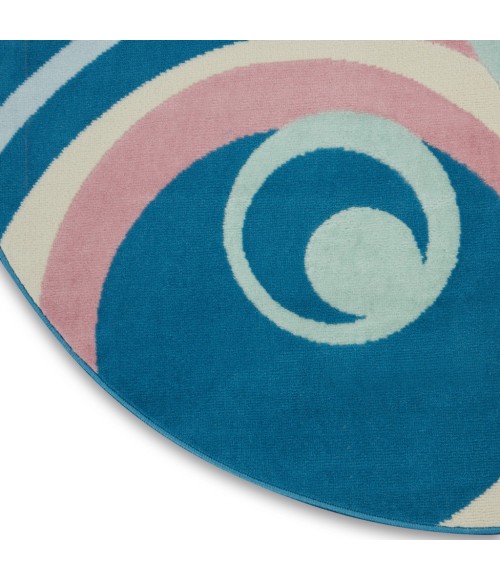Nourison Grafix Round Area Rug GRF21-Blue Multi Colored