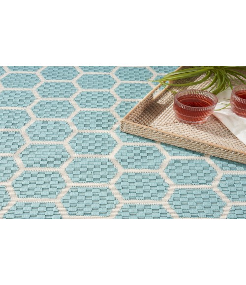 Nourison Reversible Indoor Outdoor Aqua RVB01 8 ft. X 10 ft. Rectangle Rug