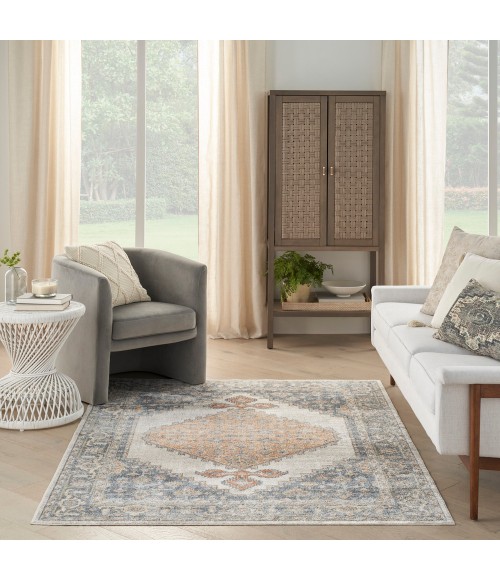 Nourison Astra Machine Washable Area Rug ASW11 Grey/Gold