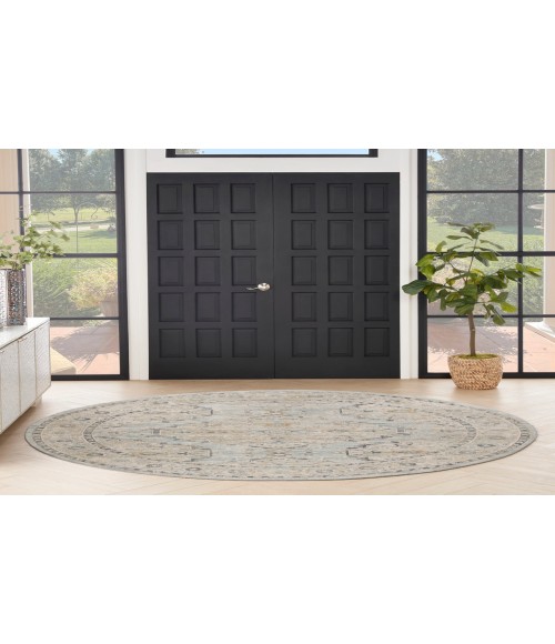 Nourison Nyle Light Blue Rug NYE07 7’10” Round - Rugs Town Nourison Nyle Light Blue NYE07 7’10” Round Rug