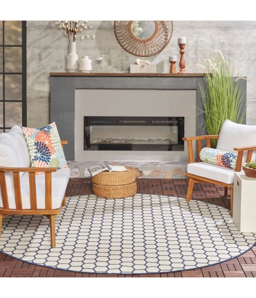 Nourison Twist Reversible Navy TWS01 8 ft. X Round Rug