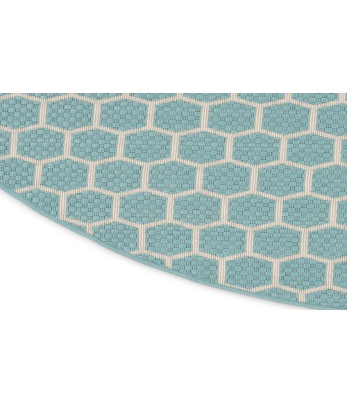 Nourison Reversible Indoor Outdoor Aqua RVB01 8 ft. Round Rug