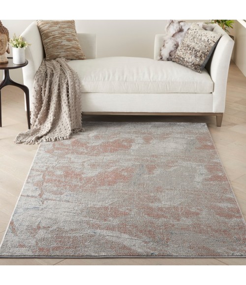 Nourison RUSTIC TEXTURES Area Rug Nourison Rustic Textures Area Rug RUS15-Light Grey/Rust