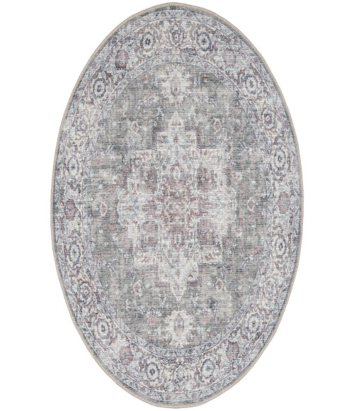 Nicole Curtis Machine Washable Series 1 Ivory Grey SR101 7 ft. 10 in. Round Rug