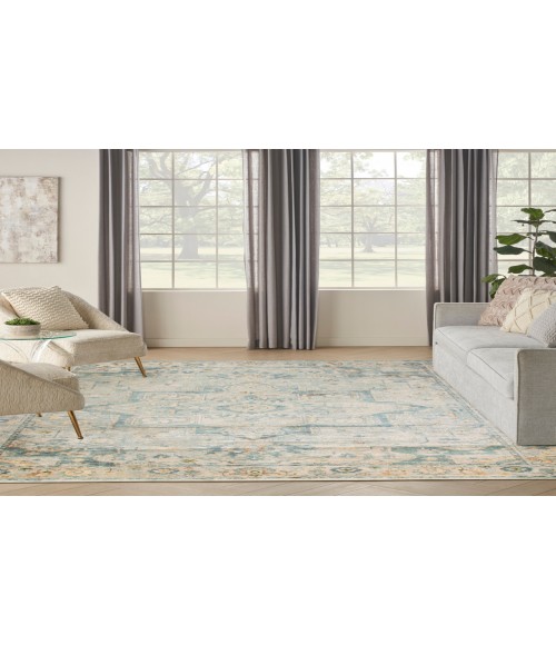 Nourison Astra Machine Washable Light Blue ASW12 6 ft. 7 in. X 9 ft. Rectangle Rug