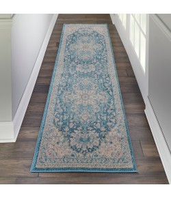 Nourison Tranquil(Traql) - Tra07 Ivory Turquoise Area Rug 2 ft. 3 X 7 ft. 3 Rectangle