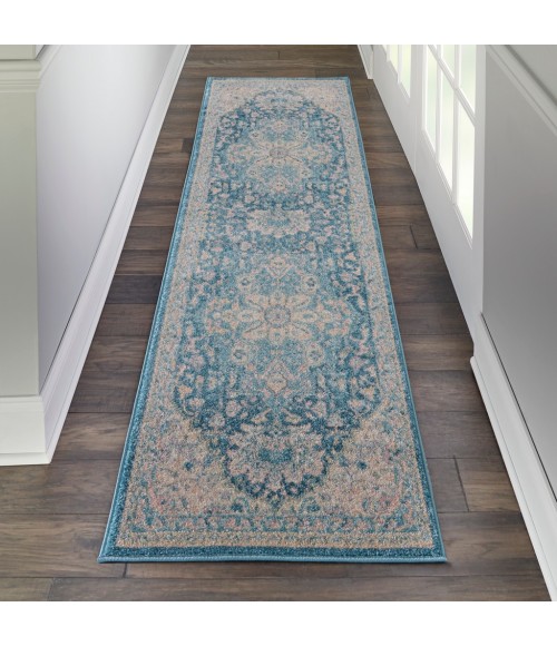 Nourison Tranquil Runner Area Rug TRA07-Ivory/Turquoise
