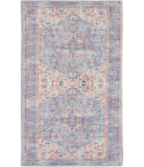 Nicole Curtis Machine Washable Series 1 Blue Multicolor SR104 2 ft. 2 in. X 12 ft. Rectangle Rug
